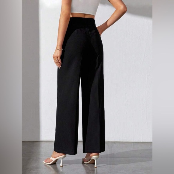 SHEIN Black Wide Leg High Waist Trouser Pants - Picture 1 of 4